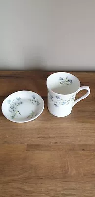 Buy Vintage Queen's Staffordshire Bone China Coffee Cup Sweet Dish Harebell Ceramic • 1.50£