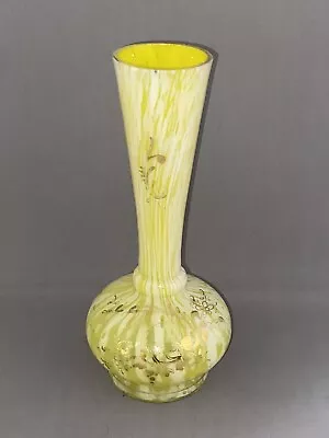 Buy Stunning Franz Welz Bohemian Yellow / Lemon White Spatter Splatter Glass Vase • 25.99£