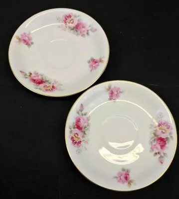 Buy Yamaka China Pictured Rose Set Of 2 Saucers Japan White W/ Rose Flowers  • 10.41£