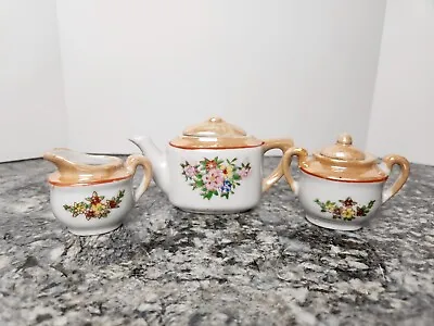 Buy Vintage Made In Japan Lusterware/Iridescent Miniature Tea Set-Floral • 9.60£