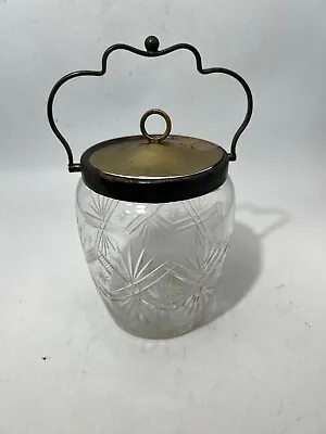 Buy Vintage Cut Glass Lidded Biscuit Jar With Lid Brass 6 Inches #RA • 6.10£