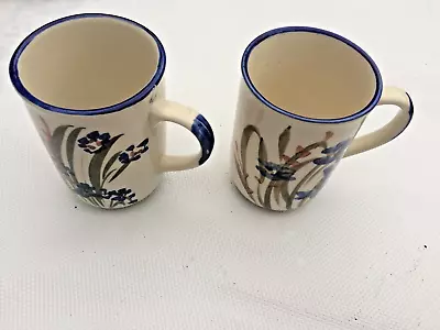 Buy Vintage Stoneware Mugs Hand Painted In Chinese Floral Design • 12.50£
