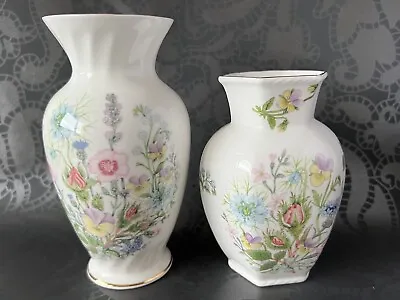 Buy 2 Vintage Aynsley Wild Tudor Vases Pair Field Flowers Fine Bone China Gilt • 11.99£