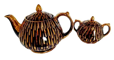 Buy Vintage Round Sadler Teapot Black Gold Sadler Teapot + Lidded Sugar Bowl • 9.99£