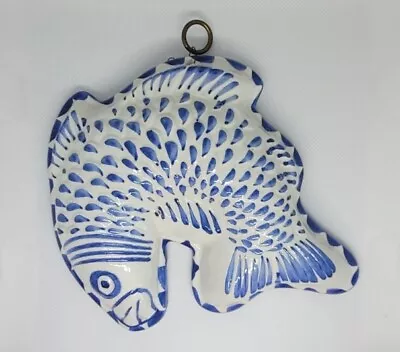 Buy Bassano Ceramic Fish Mold From Italy Italian Ceramiche By ABC Blue White • 15.16£