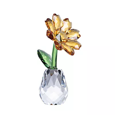 Buy Crystal Sunflower Figurine Glass Bouquet Flower Collectible Ornament Table Decor • 19.19£