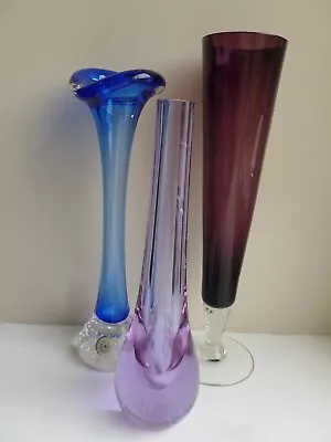 Buy 3 Pieces Decorative Vintage Retro Art Glass Vases 60's 70's - Swedish? Murano? • 10£