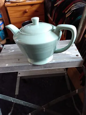 Buy VINTAGE BERYL GREEN RIBBED POTTERY TEAPOT WOOD'S WARE  -1.5 Pt Small Size • 28£