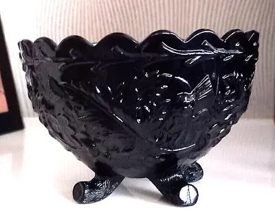 Buy Victorian Black Glass Footed Bowl Thistle Pattern C.1880 Davidson's Gateshead • 9.99£