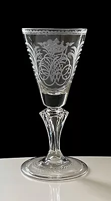 Buy Antique Collectible Engraved Crowned Monogram Glass 18th Century • 573.51£