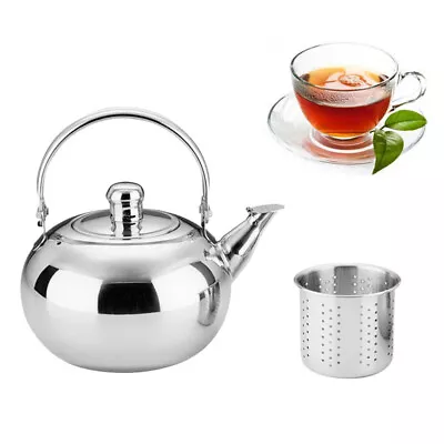 Buy Stainless Steel Teapot Coffee Pot Tea Kettle With Strainer Infuser Filter Home • 15.49£