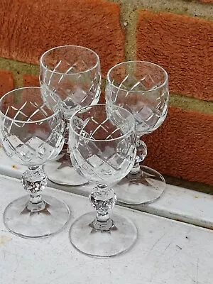 Buy Vintage Set Of 4 Lead Crystal  Cut Glass Port Sherry Style Glasses 11cm Tall • 10£