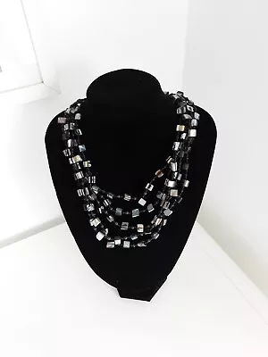 Buy 💕 M&s Lovely Glass Style Multi Strand Black Bead Costume Jewellery Necklace  💕 • 0.50£