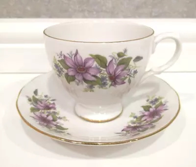 Buy Vintage Royal Kent Bone China Footed Tea Cup & Saucer - Lilac Flowers • 9.99£