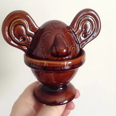Buy Vintage Denmead Pottery Brown Treacle Glaze Nosey Range Big Ears Lidded Egg Cup • 6.70£