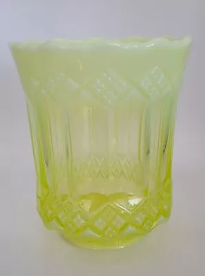 Buy Vaseline Opalescent Glass 5.5  ~ DIAMOND OPTIC PANELED ~ Spooner Celery Vase  • 47.99£