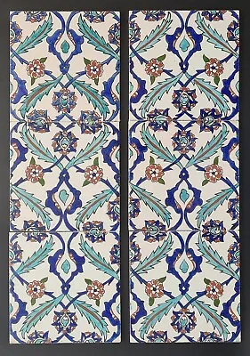 Buy Set Of Six Persian Iznik Pattern Hand-painted Tiles 8  • 225£