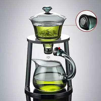 Buy Glass Teapot Set Kungfu Glass Tea Set Lazy Semi Automatic For Office Kitchen • 52.62£