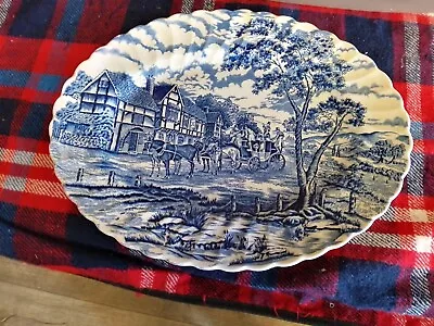 Buy Large Oval Vintage Myott Royal Mail Blue & White Charger Plate • 6£