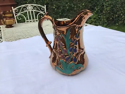 Buy Lustreware Jug Copper Handpainted 18cm Tall Very Good Condition • 12£