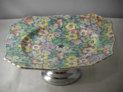 Buy Art Deco Royal Winton Grimwades Hand Painted Cake Plate Anemone Chintz On Stand • 14.99£