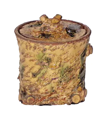 Buy Rare Antique Glastonbury Glazed Terracotta Lidded Jar Arts & Craft Tree Stump • 150£