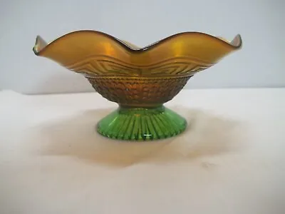 Buy Antique Northwood Green Glass Greek Key And Scales Ruffled Edge Footed Bowl • 33.19£