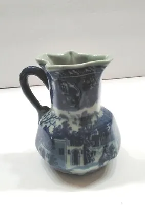 Buy Antique Vintage Victoria Ware Ironstone Flow Blue White Jug Pitcher Vase 6  • 23.47£