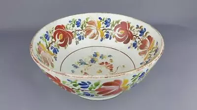 Buy Good Antique 18thC English Delft Bowl, Polychrome Flower Painting. • 9.99£