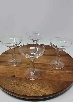 Buy 1950s Hollow Stem Clear Glass Coupes, Set Of 4 • 42.44£
