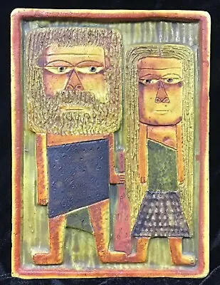 Buy Marcello Fantoni Ceramic Wall Plaque Caveman And Woman • 708.75£
