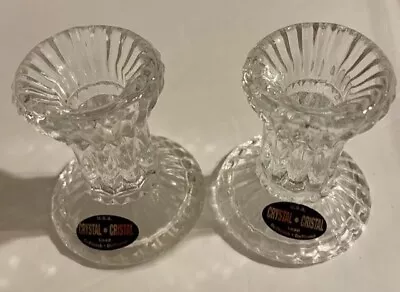 Buy Set Of 2 Vintage Lead Crystal Glass Candle Holders For Candlesticks 3 Tall • 7.37£