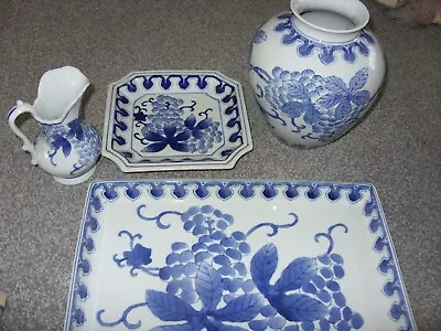 Buy Vintage Portuguese Ceramic Blue & White Portugal Vase, Jug, Plate & Huge Platter • 9.99£
