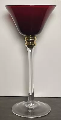 Buy Vintage Ruby Red Goblet Clear & Gold Stem 8  Tall • 11.58£