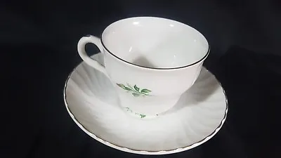 Buy Barratts Delphatic Duo Cup Saucer With A Pink Rose And Gilded On White China • 12.85£