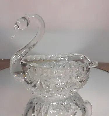 Buy Crystal Cut Glass Swan Bird Art Glass Trinket Sweet Dish • 12£