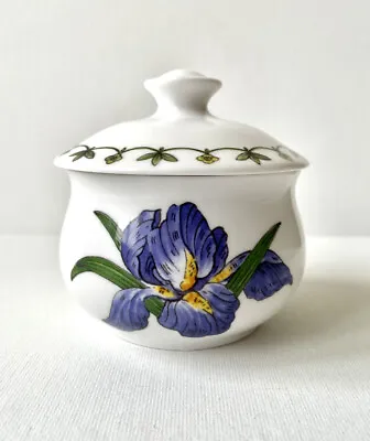 Buy Queens Fine Bone China Blue Iris Flower Lidded Sugar Bowl Excellent Condition • 12.95£