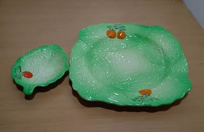 Buy VINTAGE BESWICK WARE TOMATO & LETTUCE LEAF 2 Plates Small Leave And Square Plate • 21.97£