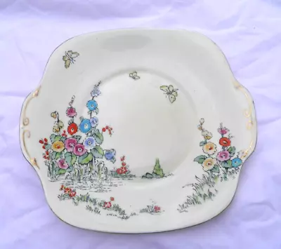 Buy Crown Staffordshire Hollyhock Pattern Hand Painted Cake Plate 10  By 9  712917 • 12.90£