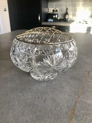 Buy Gorgeous Vintage Cut Glass Crystal Rose Bowl With Mesh • 18.99£