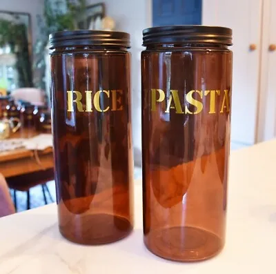 Buy Vintage Style Glass  Pasta  Storage Jar In Amber Gold • 7£