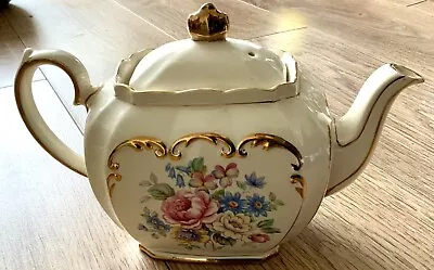 Buy Vintage Sadler 2997 England Flower Rose Cube Gilt Full Size Teapot • 39.99£