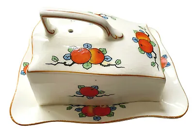Buy CROWN DUCAL WARE ENGLAND Covered Butter/Cheese Dish Handled Lid  Oranges  • 55.89£