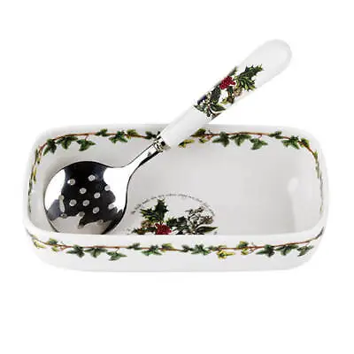 Buy Portmeirion The Holly & The Ivy Cranberry Dish & Slotted Spoon • 21.81£