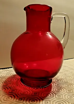 Buy Antique British Glassware VICTORIAN CRANBERRY GLASS JUG C.1840-1900 Rare VGC • 28£