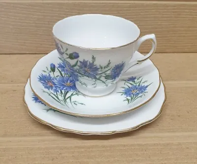 Buy Vintage Royal Vale Bone China Tea Cup Saucer  & Plate -  Trio Set ~ Cornflower  • 9.50£