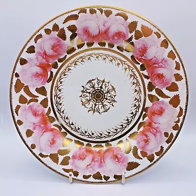 Buy Coalport Feltspar Porcelain Antique Cabbage Rose Cabinet Plate C1820 I.Rose & Co • 49.99£