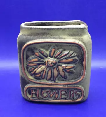 Buy Tremar Cornish Pottery Square 'Flowers' Vase In Excellent Condition • 8£