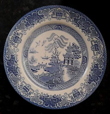 Buy 8x  Willow Pattern Blue Plate By English Ironstone Tableware EIT Vintage 25cm • 62.49£