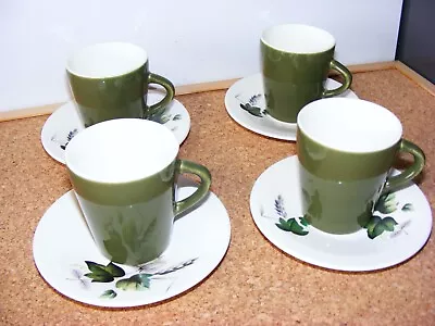 Buy 4 Vintage 1950's PALISSY 'Shadow Rose'  Coffee Cans/Cups With Saucers • 6.99£